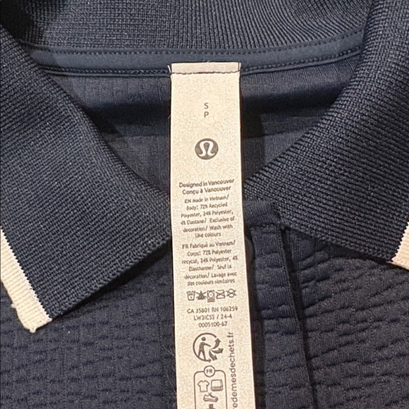 NWT Lululemon Textured Long-Sleeve Tennis Polo Shirt True Navy / White - Picture 7 of 9